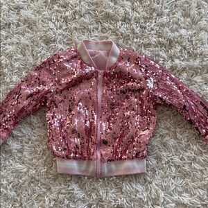 Pink Sequin Bomber Jacket